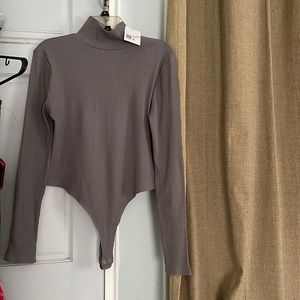 Brand New Forever 21 Ribbed Thong Turtleneck Bodysuit in grey size XL